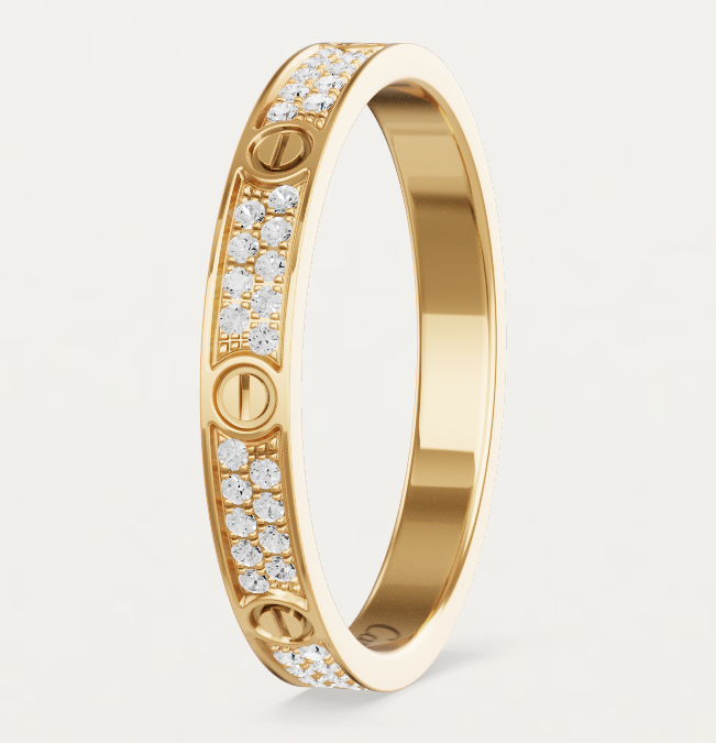 [⭐Aura]LOVE RING 2.6mm-wide full-diamond ring Gold