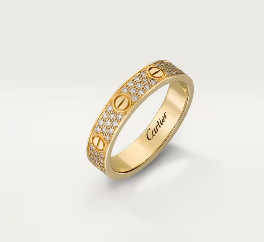 [⭐Aura]LOVE RING 4mm-wide full-diamond ring GOLD