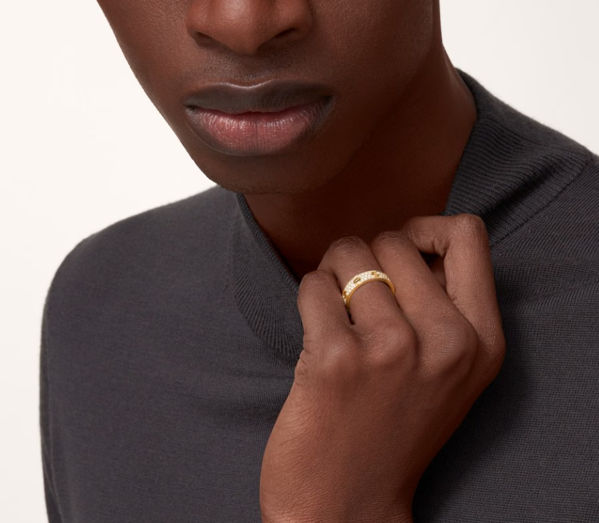 [⭐Aura]LOVE RING 4mm-wide full-diamond ring GOLD