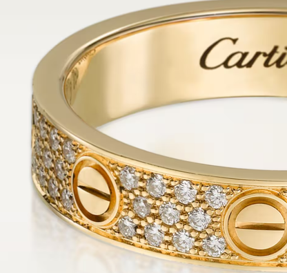 [⭐Aura]LOVE RING 4mm-wide full-diamond ring GOLD