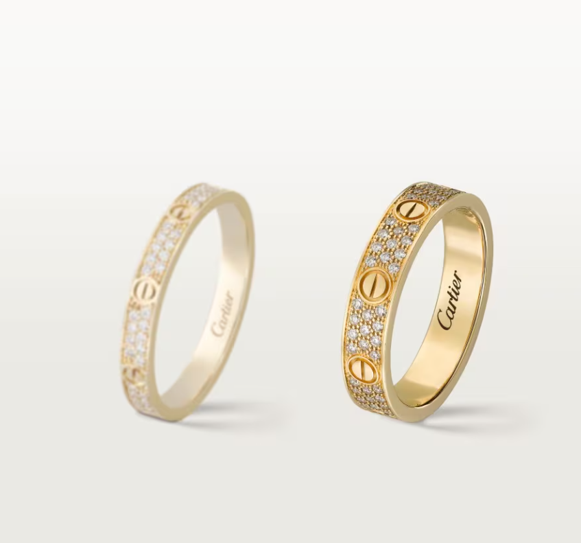 [⭐Aura]LOVE RING 4mm-wide full-diamond ring GOLD