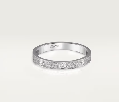 [⭐Aura]LOVE RING 2.6mm-wide full-diamond ring silver
