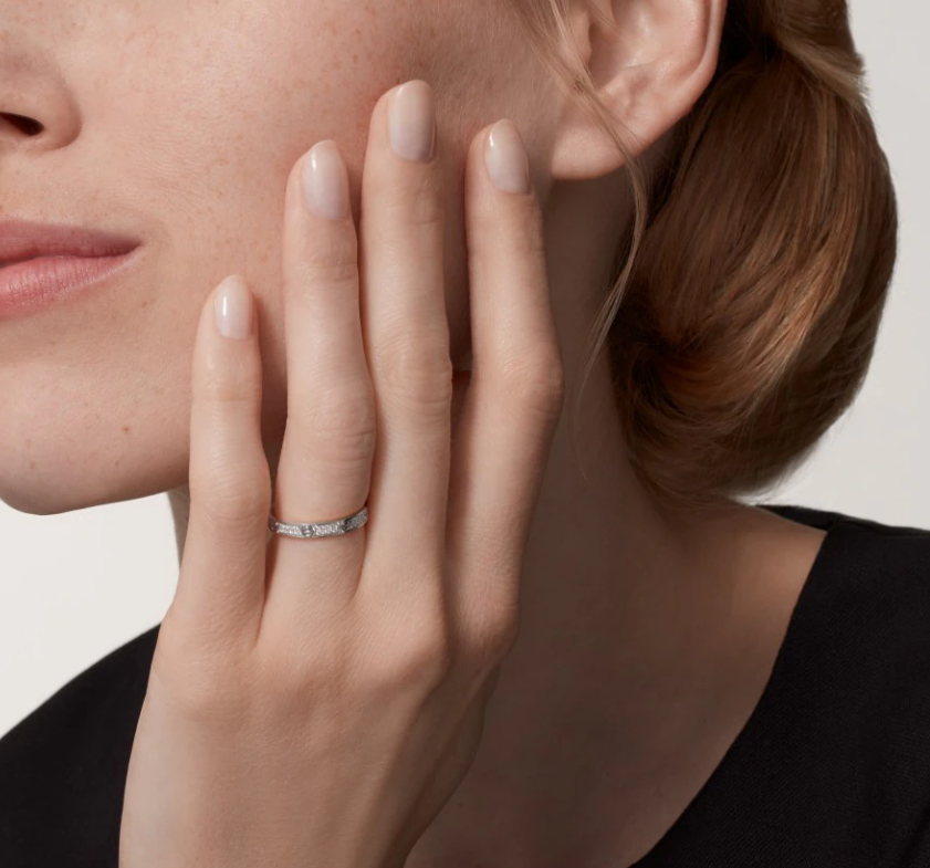 [⭐Aura]LOVE RING 2.6mm-wide full-diamond ring silver