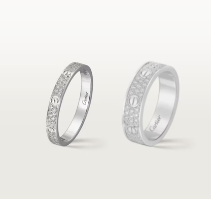 [⭐Aura]LOVE RING 2.6mm-wide full-diamond ring silver
