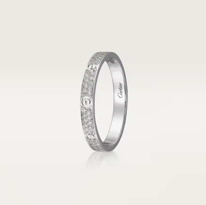 [⭐Aura]LOVE RING 2.6mm-wide full-diamond ring silver