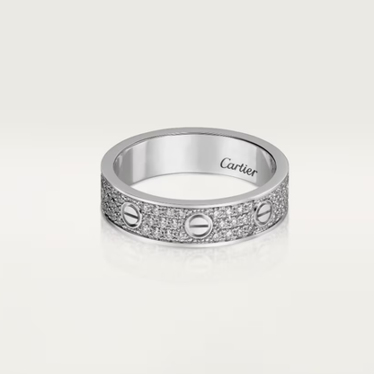 [⭐Aura]LOVE RING 4mm-wide full-diamond ring silver