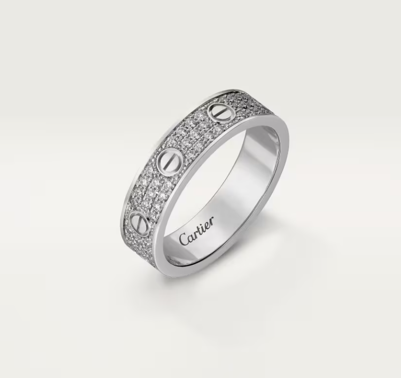 [⭐Aura]LOVE RING 4mm-wide full-diamond ring silver