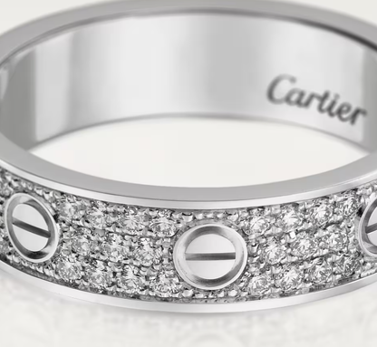 [⭐Aura]LOVE RING 4mm-wide full-diamond ring silver