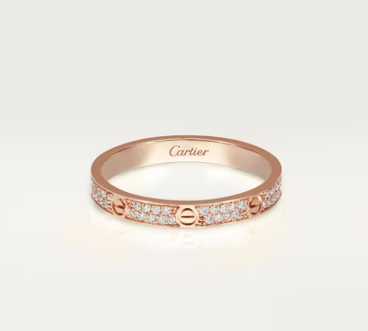 [⭐Aura]LOVE RING 2.6mm-wide full-diamond ring Rose Gold