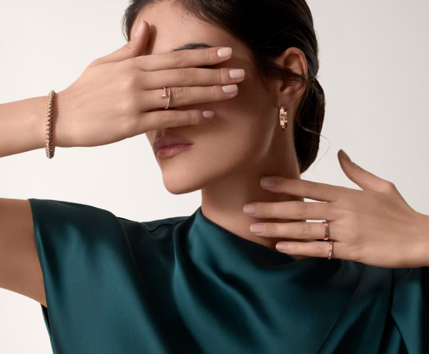 [⭐Aura]LOVE RING 2.6mm-wide full-diamond ring Rose Gold