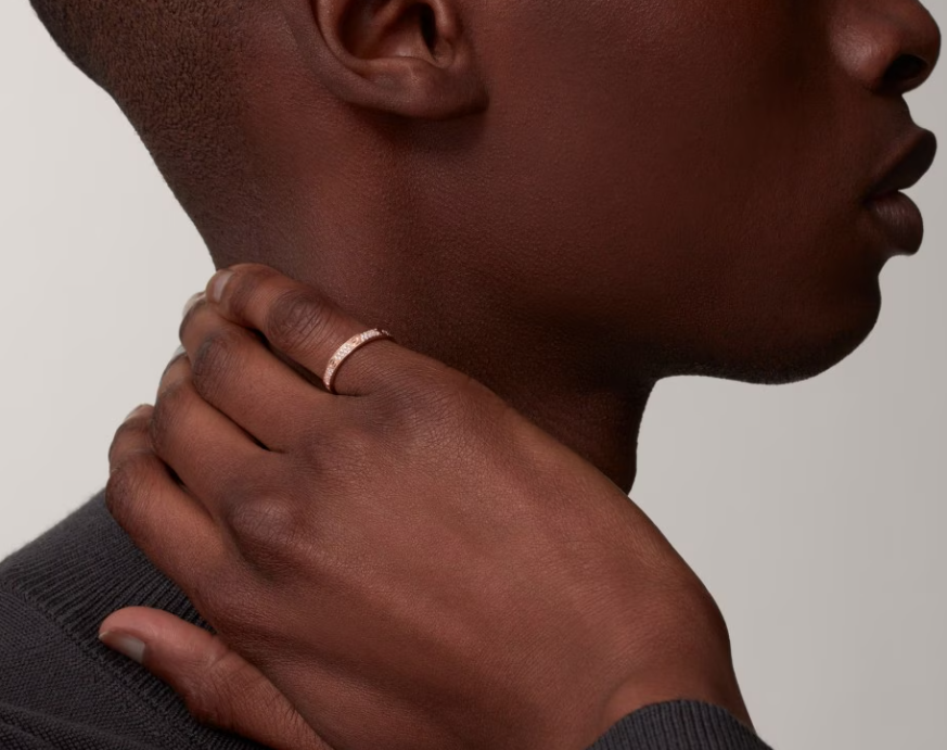 [⭐Aura]LOVE RING 2.6mm-wide full-diamond ring Rose Gold