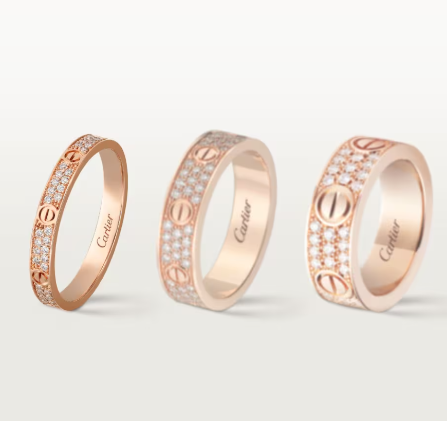 [⭐Aura]LOVE RING 2.6mm-wide full-diamond ring Rose Gold