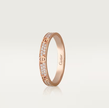 [⭐Aura]LOVE RING 2.6mm-wide full-diamond ring Rose Gold