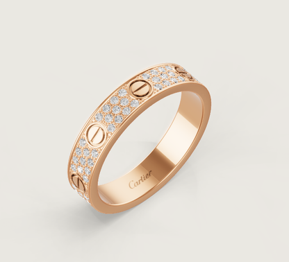 [⭐Aura]LOVE RING 4mm-wide full-diamond ring Rose Gold