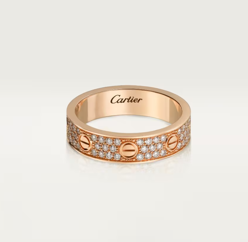 [⭐Aura]LOVE RING 4mm-wide full-diamond ring Rose Gold