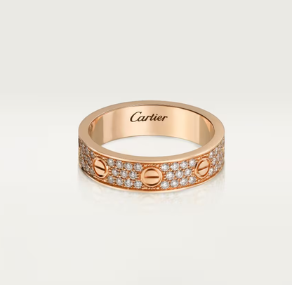 [⭐Aura]LOVE RING 4mm-wide full-diamond ring Rose Gold