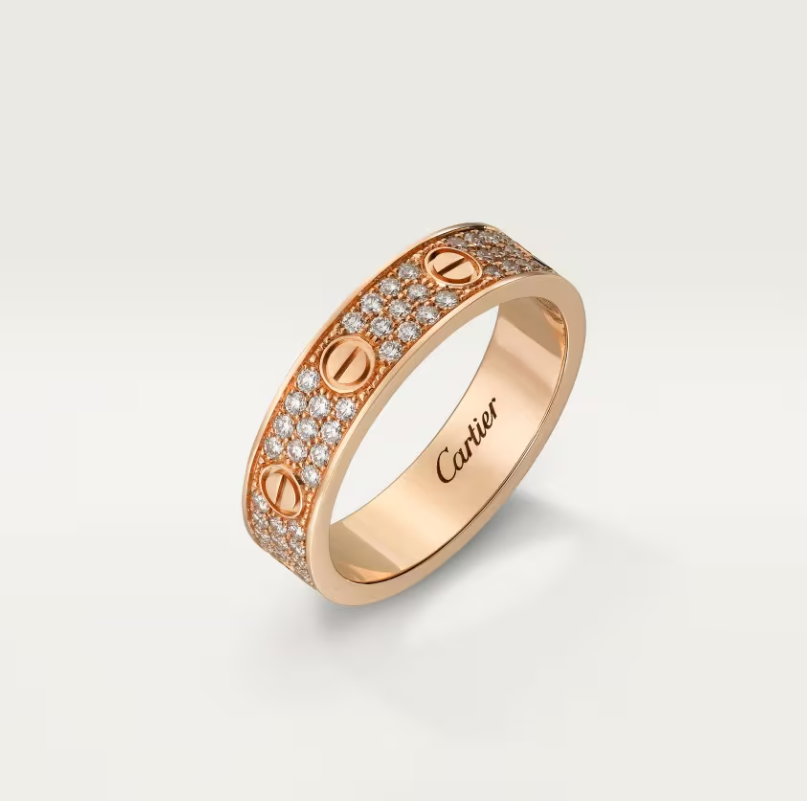 [⭐Aura]LOVE RING 4mm-wide full-diamond ring Rose Gold
