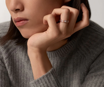 [⭐Aura]LOVE RING 4mm-wide full-diamond ring Rose Gold