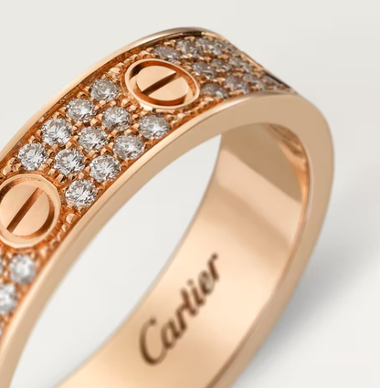[⭐Aura]LOVE RING 4mm-wide full-diamond ring Rose Gold