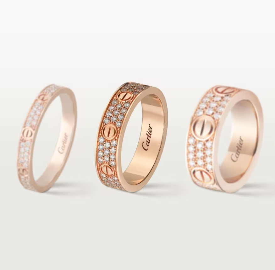 [⭐Aura]LOVE RING 4mm-wide full-diamond ring Rose Gold