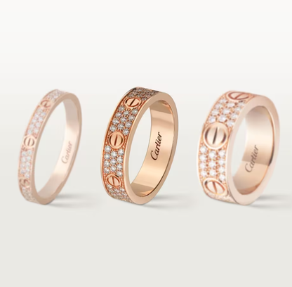 [⭐Aura]LOVE RING 4mm-wide full-diamond ring Rose Gold