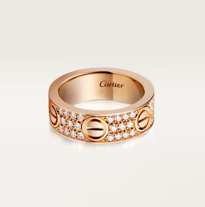 [⭐Aura]LOVE RING 6.5mm-wide full-diamond ring Rose Gold