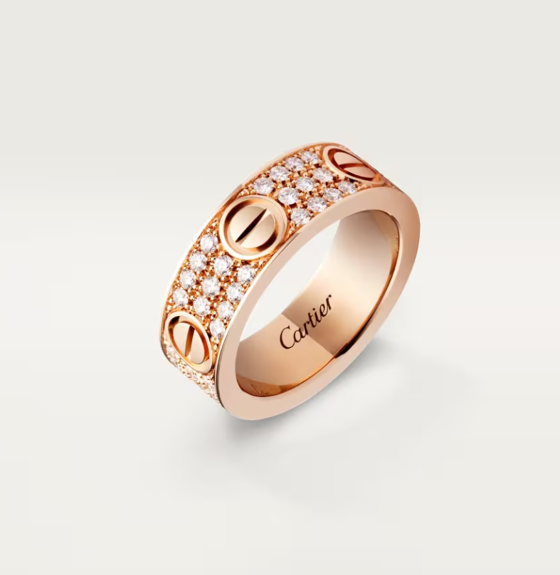 [⭐Aura]LOVE RING 6.5mm-wide full-diamond ring Rose Gold