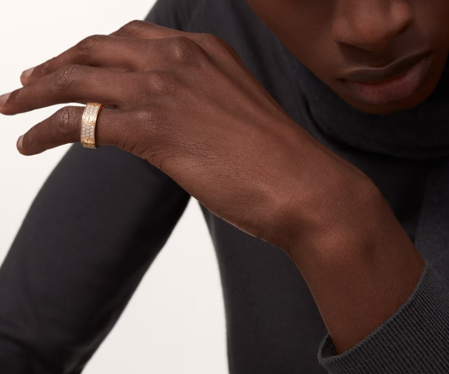 [⭐Aura]LOVE RING 6.5mm-wide full-diamond ring Rose Gold