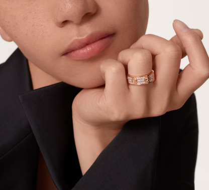 [⭐Aura]LOVE RING 6.5mm-wide full-diamond ring Rose Gold