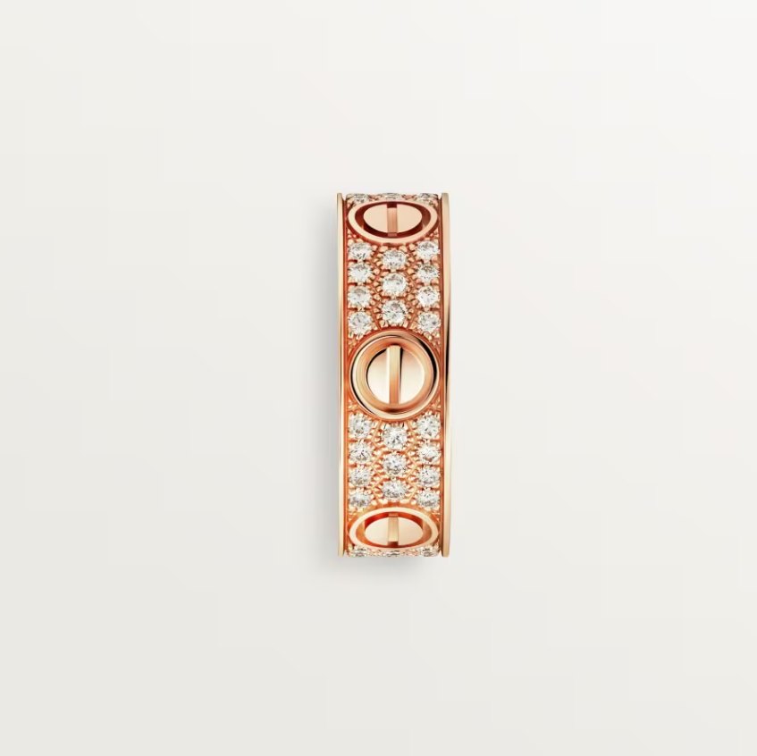 [⭐Aura]LOVE RING 6.5mm-wide full-diamond ring Rose Gold