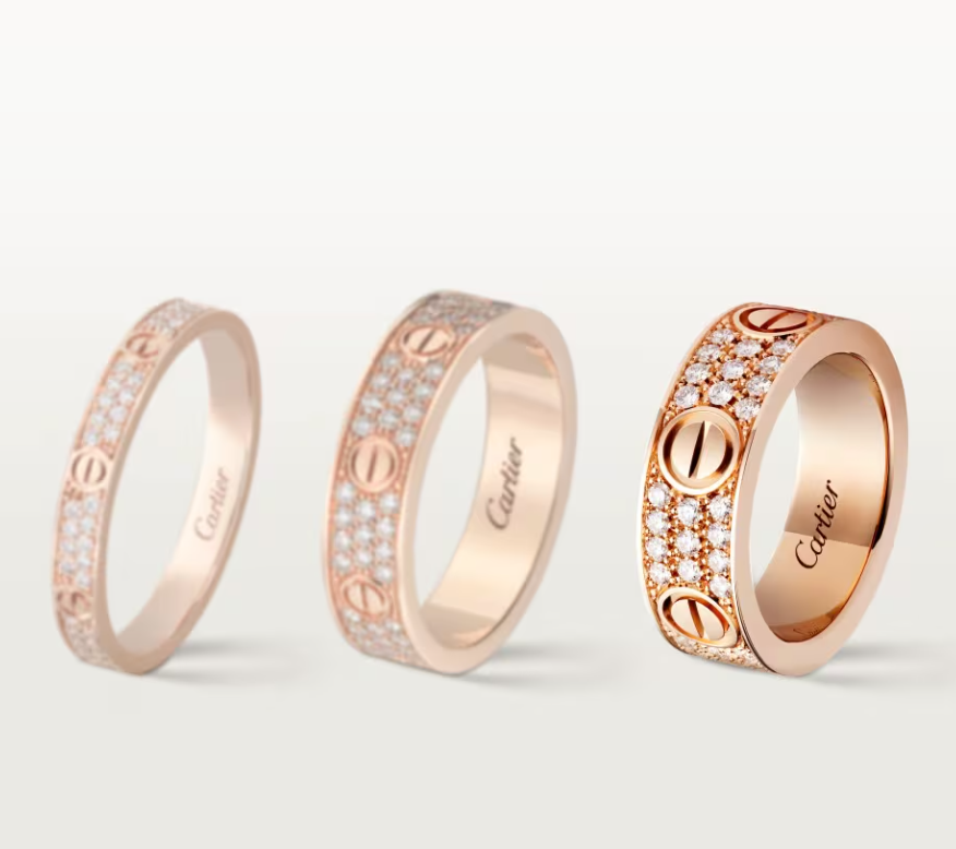 [⭐Aura]LOVE RING 6.5mm-wide full-diamond ring Rose Gold
