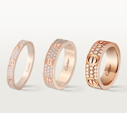 [⭐Aura]LOVE RING 6.5mm-wide full-diamond ring Rose Gold