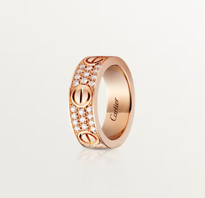 [⭐Aura]LOVE RING 6.5mm-wide full-diamond ring Rose Gold