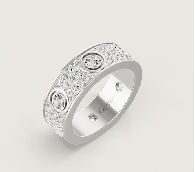 [⭐Aura]LOVE RING 6.5MM Full Diamond, 6 Major Diamonds Silver