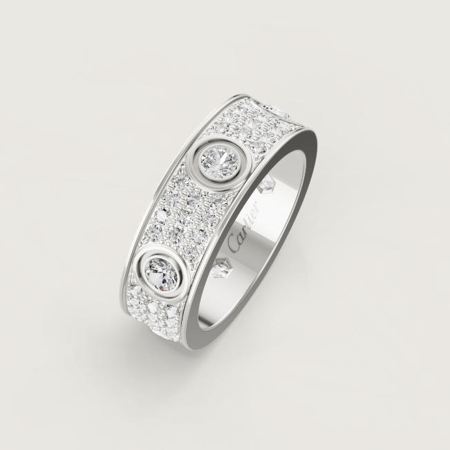 [⭐Aura]LOVE RING 6.5MM Full Diamond, 6 Major Diamonds Silver