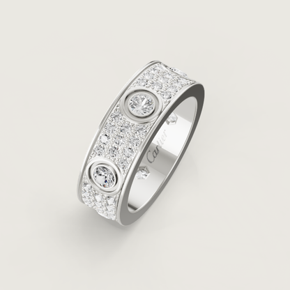 [⭐Aura]LOVE RING 6.5MM Full Diamond, 6 Major Diamonds Silver