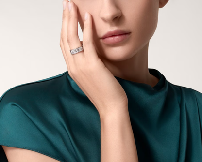 [⭐Aura]LOVE RING 6.5MM Full Diamond, 6 Major Diamonds Silver