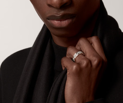 [⭐Aura]LOVE RING 6.5MM Full Diamond, 6 Major Diamonds Silver