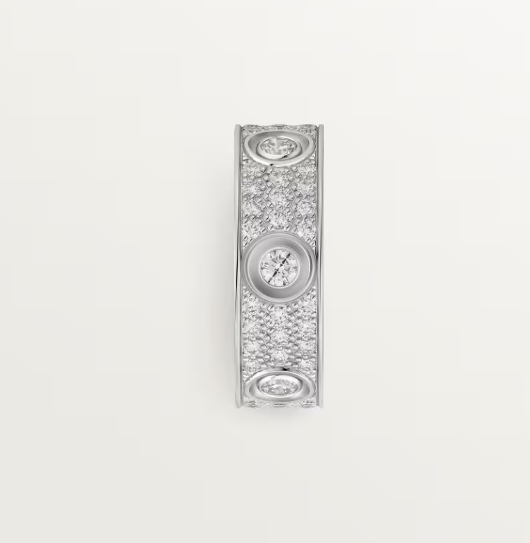 [⭐Aura]LOVE RING 6.5MM Full Diamond, 6 Major Diamonds Silver