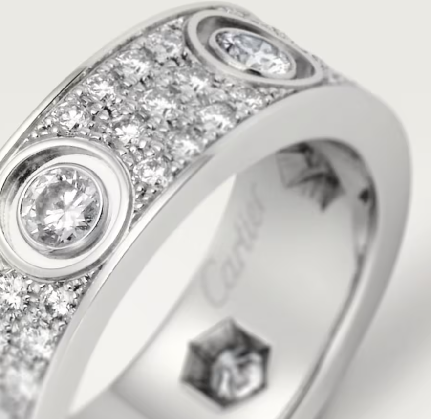 [⭐Aura]LOVE RING 6.5MM Full Diamond, 6 Major Diamonds Silver