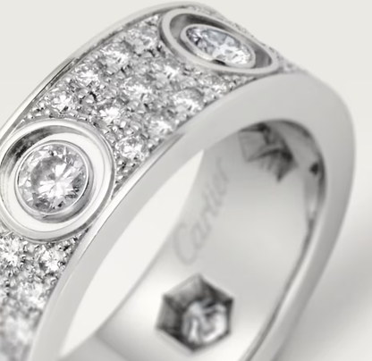 [⭐Aura]LOVE RING 6.5MM Full Diamond, 6 Major Diamonds Silver