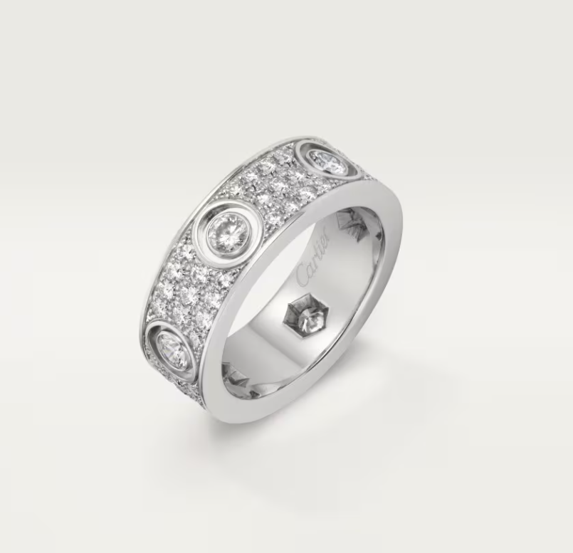 [⭐Aura]LOVE RING 6.5MM Full Diamond, 6 Major Diamonds Silver