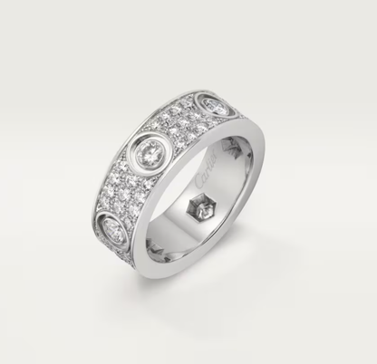 [⭐Aura]LOVE RING 6.5MM Full Diamond, 6 Major Diamonds Silver