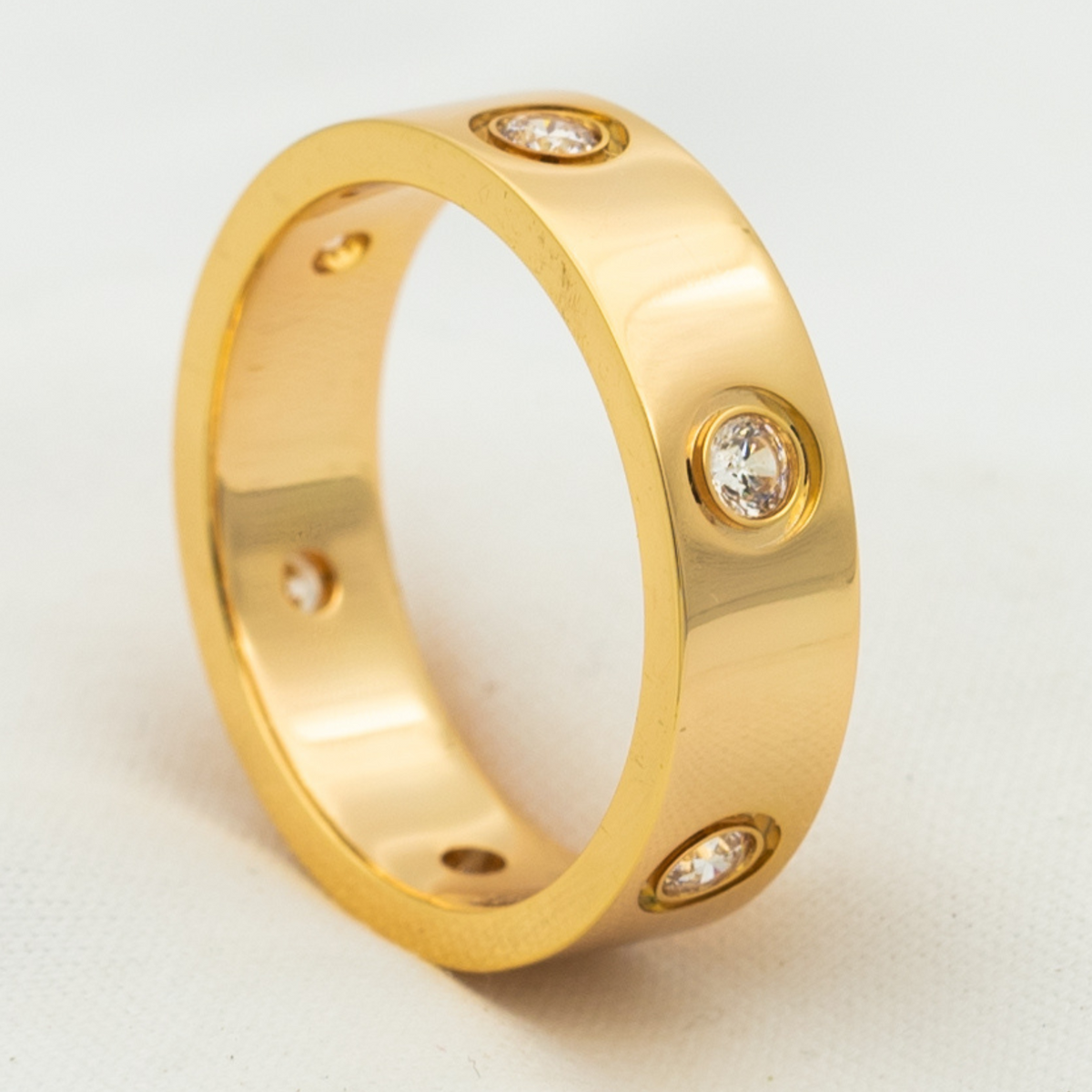 [⭐Aura]LOVE RING 5.5MM 6 DIAMONDS PINK GOLD