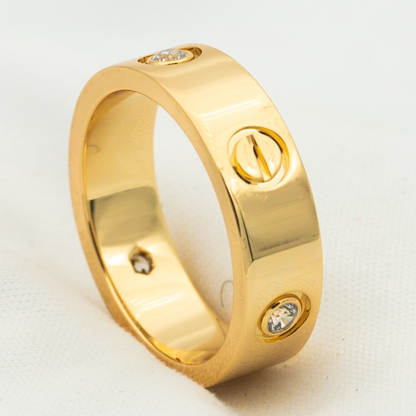 [⭐Aura]LOVE RING 5.5MM 3 DIAMONDS PINK GOLD