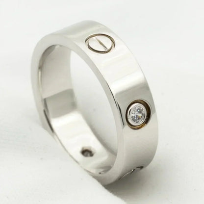 [⭐Aura]LOVE RING 5.5MM 3 DIAMONDS SILVER