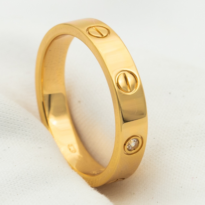 [⭐Aura]LOVE RING 4MM 1 DIAMOND PINK GOLD