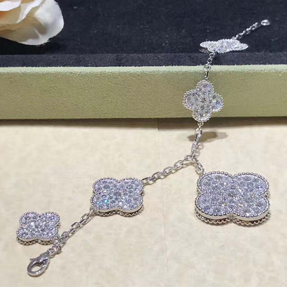 [⭐Aura]CLOVER 6 MOTIFS SILVER DIAMOND BRACELET