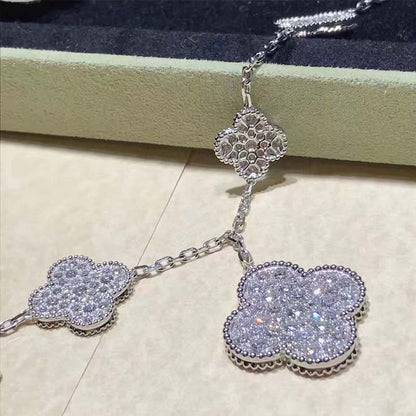 [⭐Aura]CLOVER 6 MOTIFS SILVER DIAMOND BRACELET