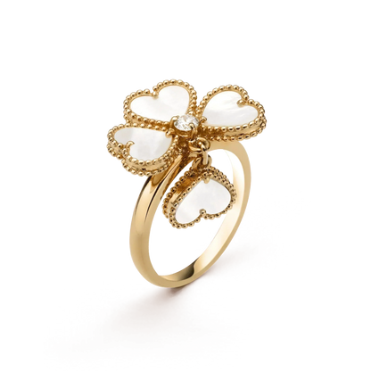 [⭐Aura]SWEET CLOVER WHITE MOP RING